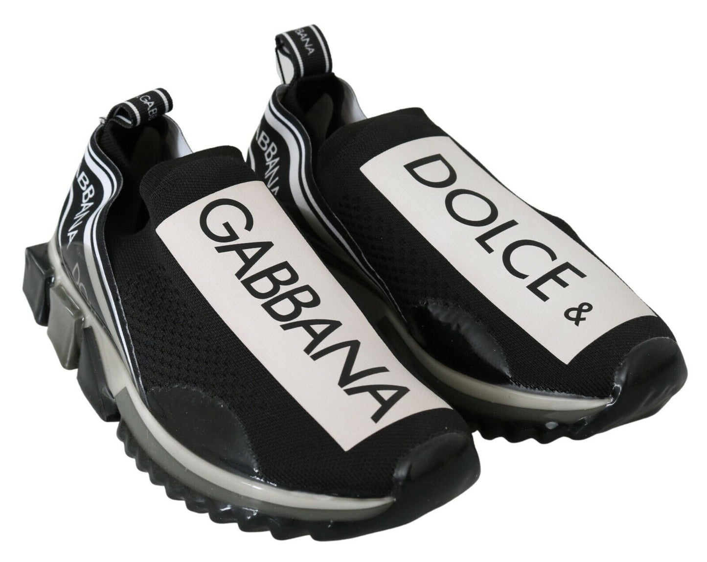 Dolce & Gabbana Black White SORRENTO Sport Stretch Sneakers Curated Luxury Accessories by Orvyn