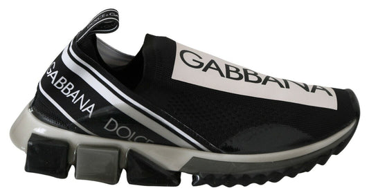 Dolce & Gabbana Black White SORRENTO Sport Stretch Sneakers Curated Luxury Accessories by Orvyn