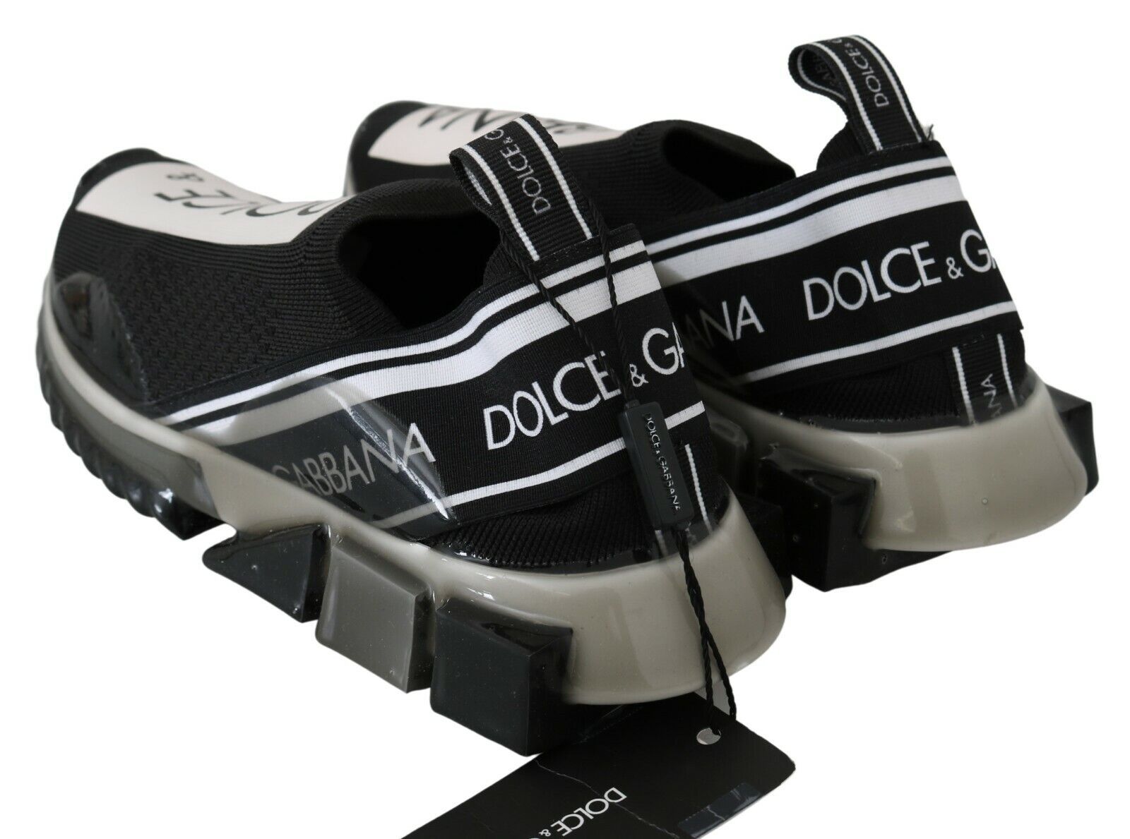 Dolce & Gabbana Black White SORRENTO Sport Stretch Sneakers Curated Luxury Accessories by Orvyn