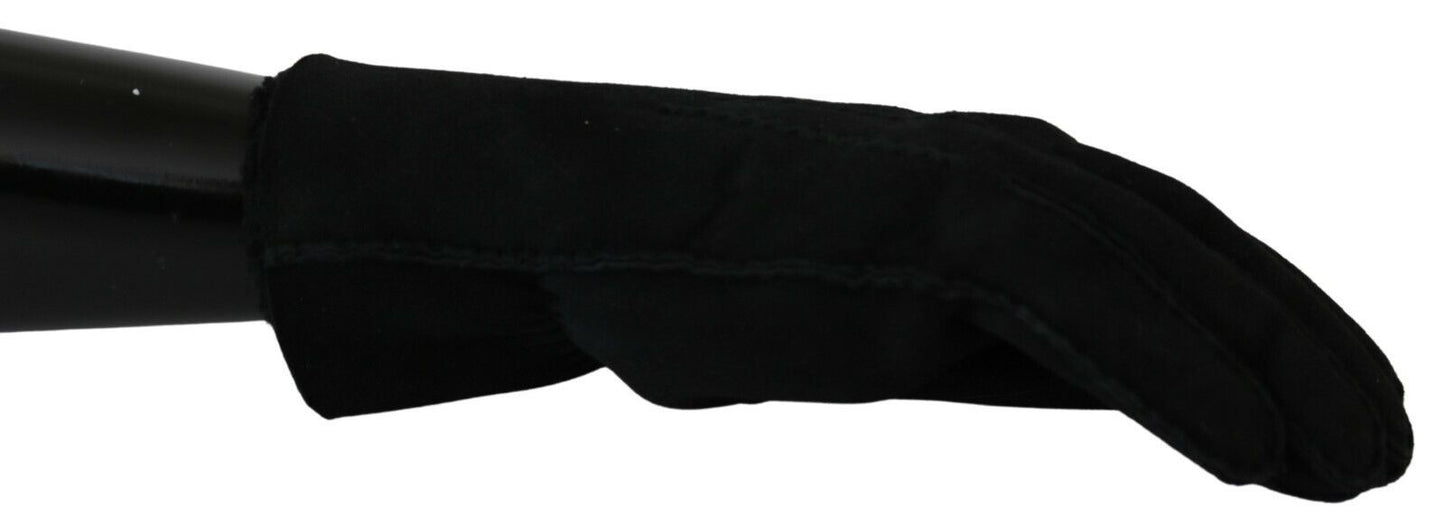 Dolce & Gabbana Black Leather Motorcycle Biker Mitten Gloves Curated Luxury Accessories by Orvyn