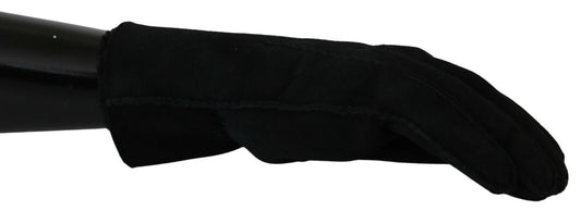 Dolce & Gabbana Black Leather Motorcycle Biker Mitten Gloves Curated Luxury Accessories by Orvyn