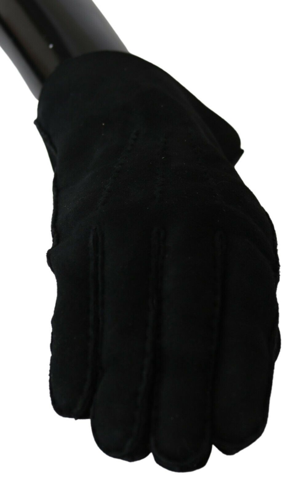 Dolce & Gabbana Black Leather Motorcycle Biker Mitten Gloves Curated Luxury Accessories by Orvyn