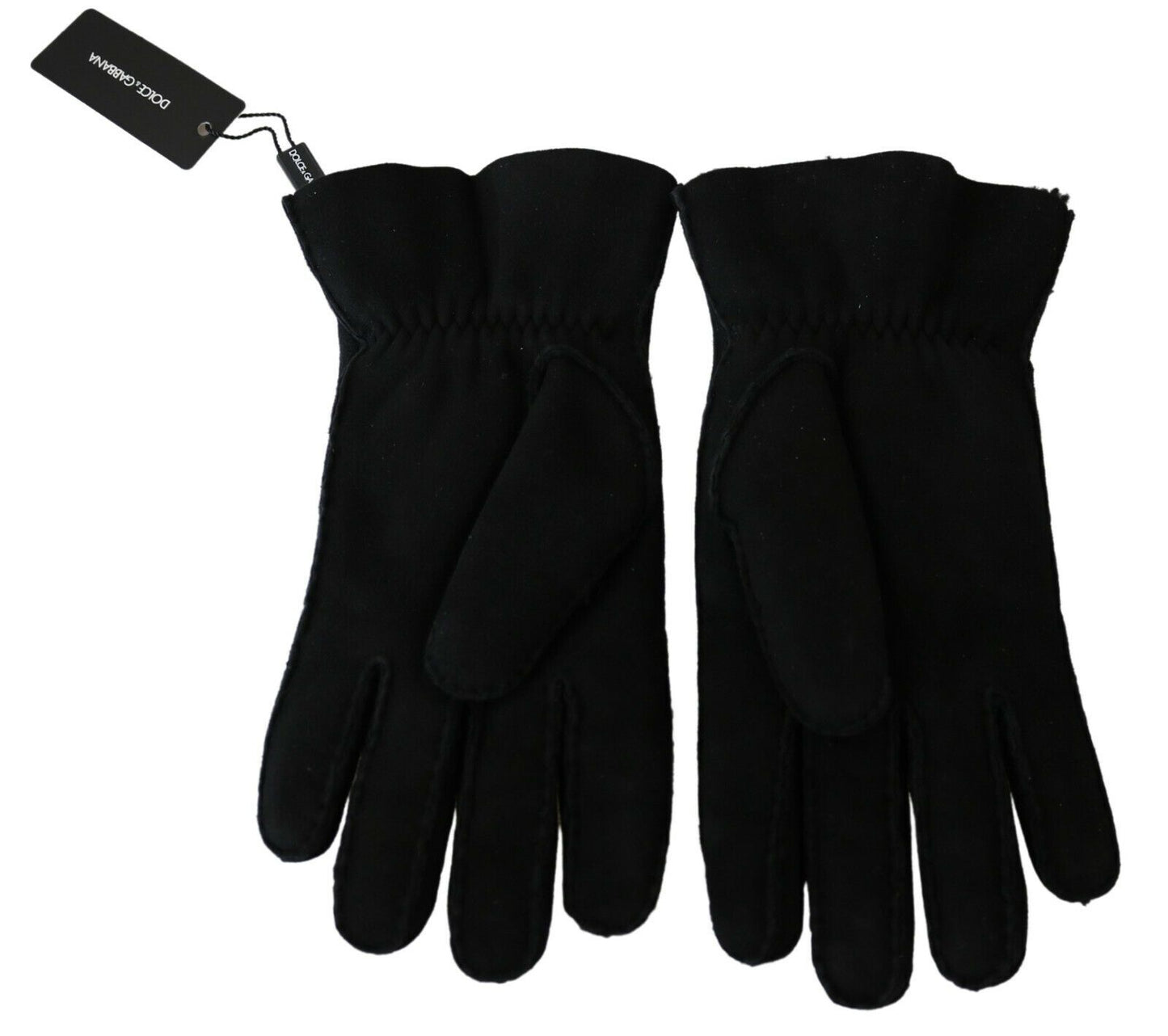 Dolce & Gabbana Black Leather Motorcycle Biker Mitten Gloves Curated Luxury Accessories by Orvyn