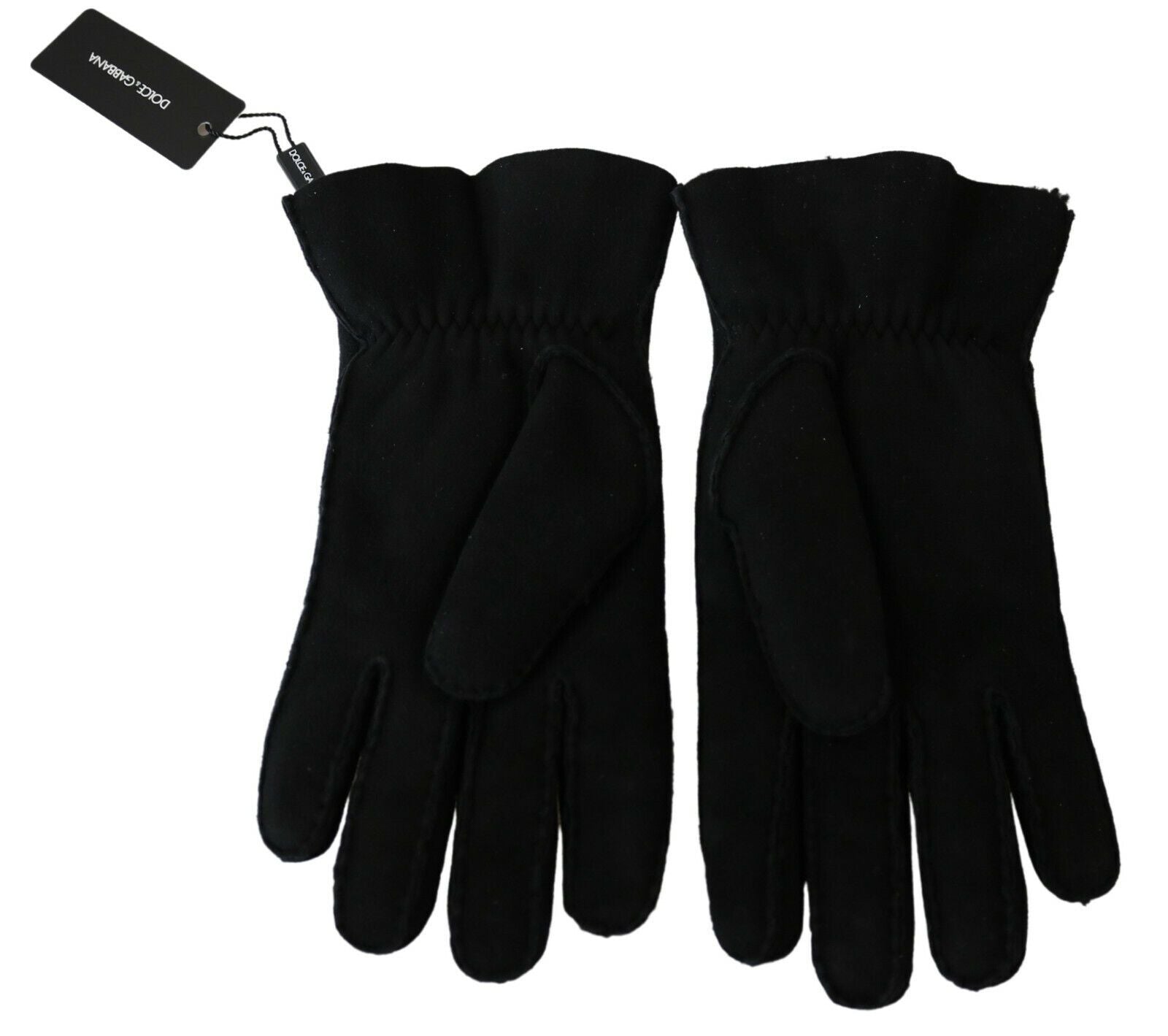 Dolce & Gabbana Black Leather Motorcycle Biker Mitten Gloves Curated Luxury Accessories by Orvyn