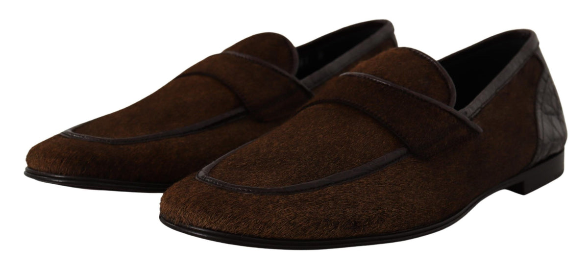 Dolce & Gabbana Shoes Dress Loafers Brown Leather Slip braun
