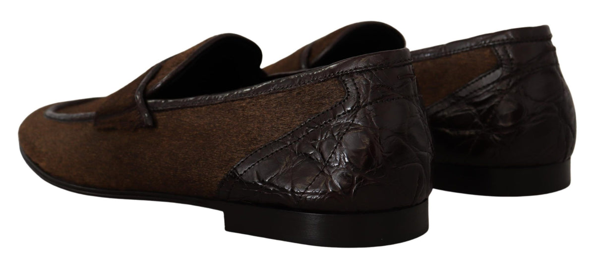 Dolce & Gabbana Shoes Dress Loafers Brown Leather Slip braun