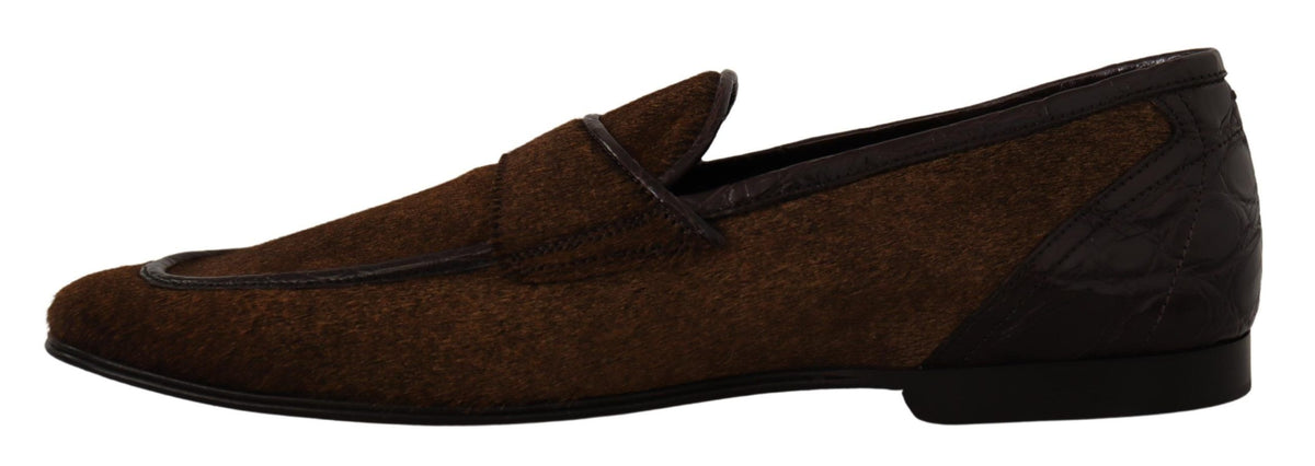 Dolce & Gabbana Shoes Dress Loafers Brown Leather Slip braun