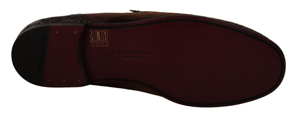 Dolce & Gabbana Shoes Dress Loafers Brown Leather Slip braun