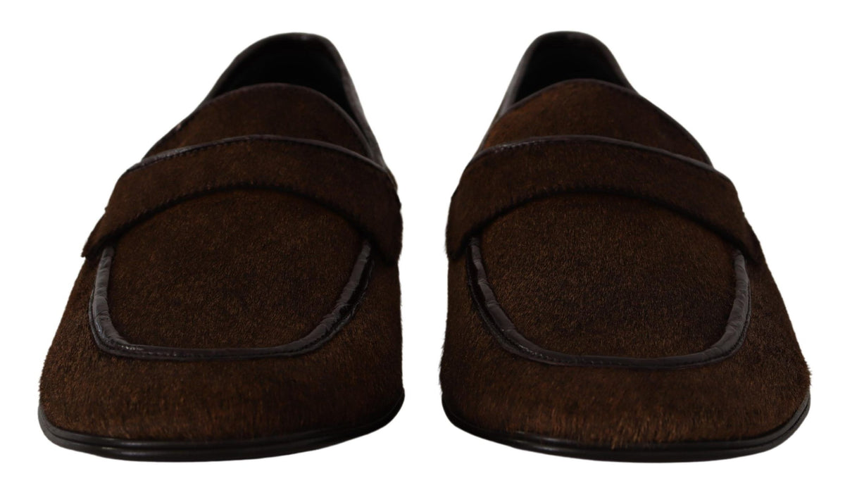 Dolce & Gabbana Shoes Dress Loafers Brown Leather Slip braun