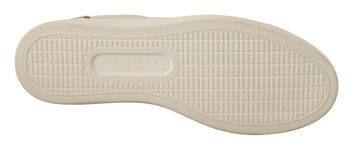 Dolce & Gabbana White Gold Leather Low Top Sneakers weiss