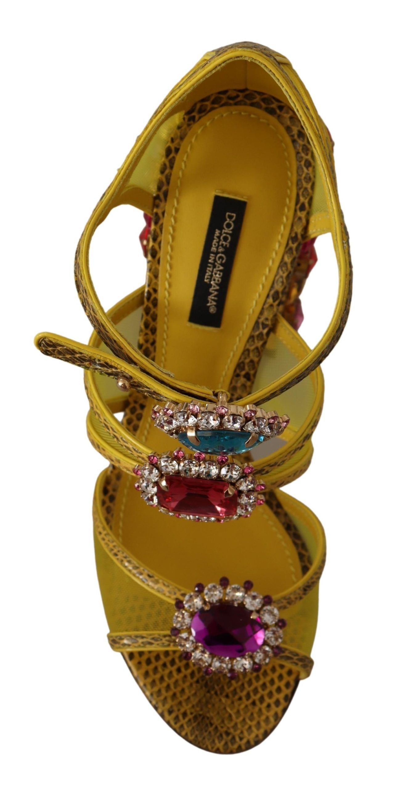 Dolce & Gabbana Yellow Leather Crystal Ayers Sandals Shoes gelb