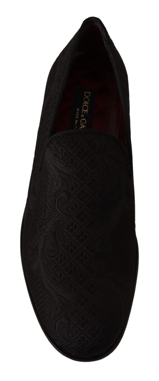 Dolce & Gabbana Black Floral Brocade Slippers Loafers Shoes schwarz
