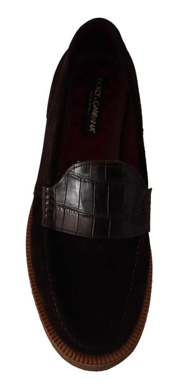 Dolce & Gabbana Brown Suede Leather Slip On Flats Moccasin Shoes braun