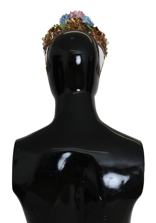 Dolce & Gabbana Gold Crystal Purple Hortensia Headband Crown Diadem Curated Luxury Accessories by Orvyn