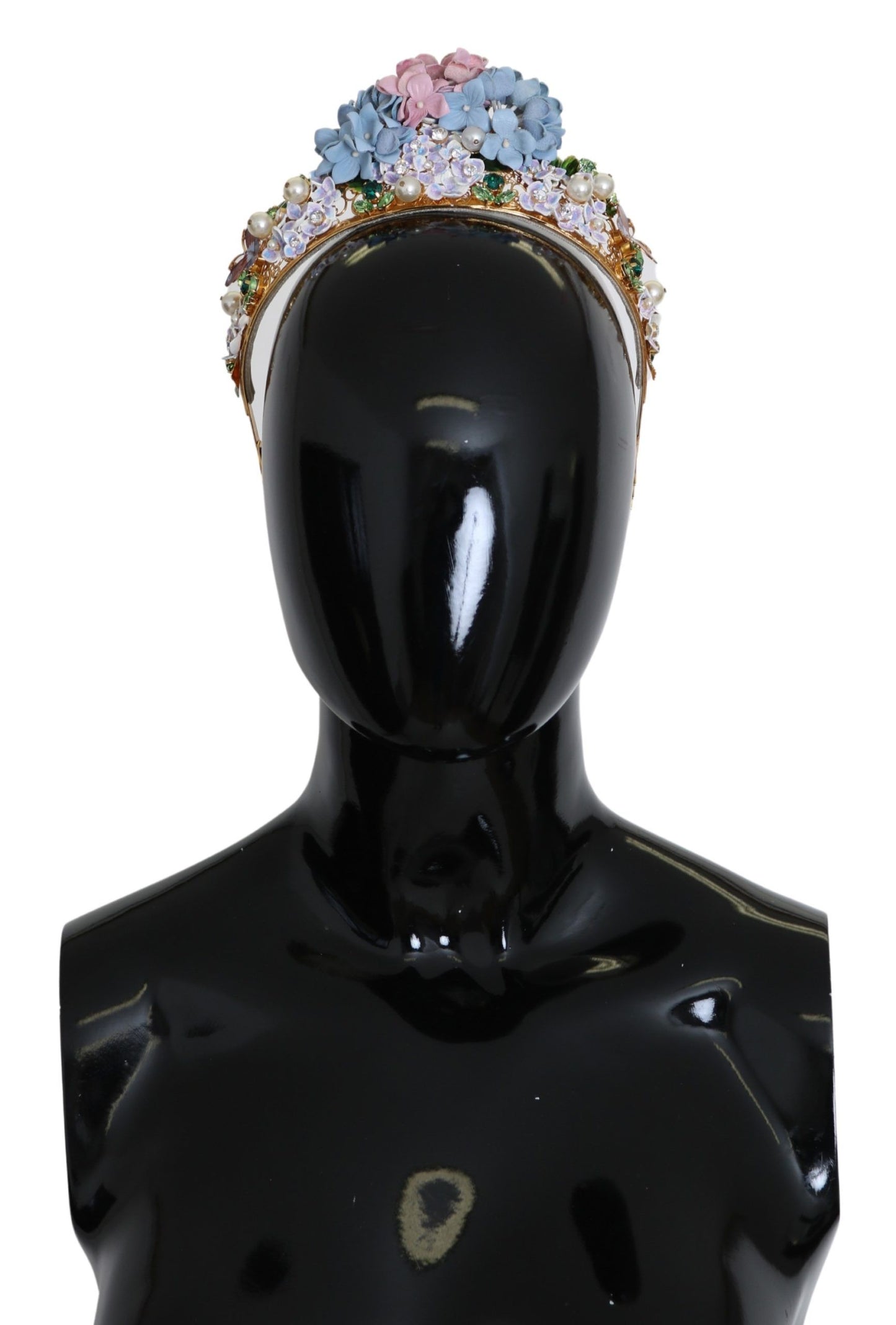 Dolce & Gabbana Gold Crystal Purple Hortensia Headband Crown Diadem Curated Luxury Accessories by Orvyn