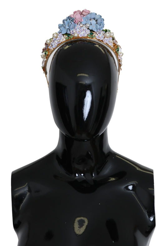 Dolce & Gabbana Gold Crystal Purple Hortensia Headband Crown Diadem Curated Luxury Accessories by Orvyn