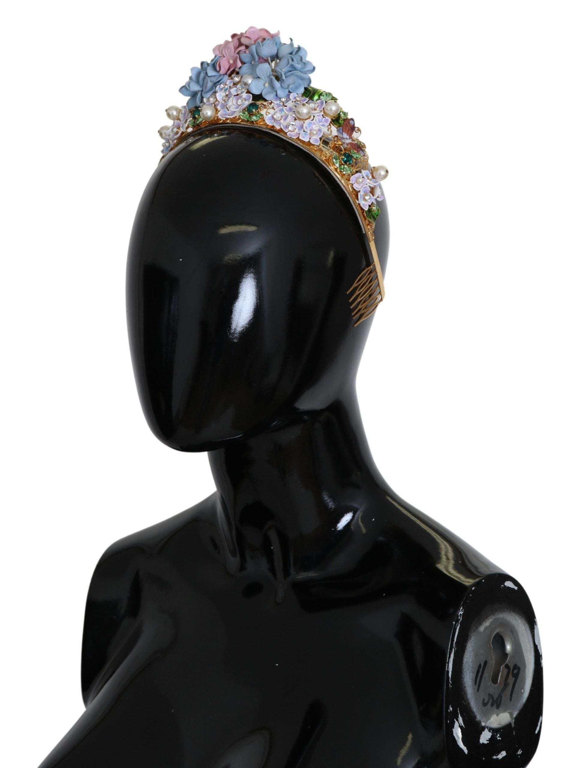 Dolce & Gabbana Gold Crystal Purple Hortensia Headband Crown Diadem Curated Luxury Accessories by Orvyn