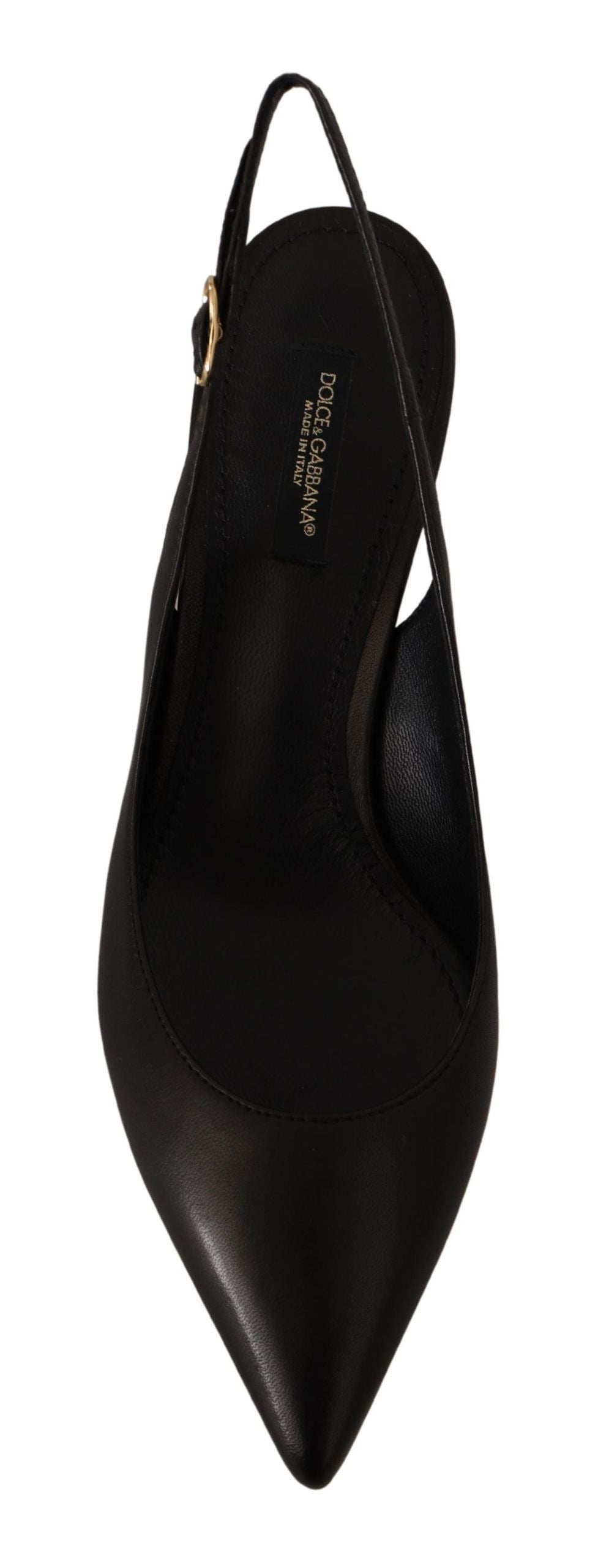 Dolce & Gabbana Black Leather Slingbacks Heels Pumps Shoes schwarz