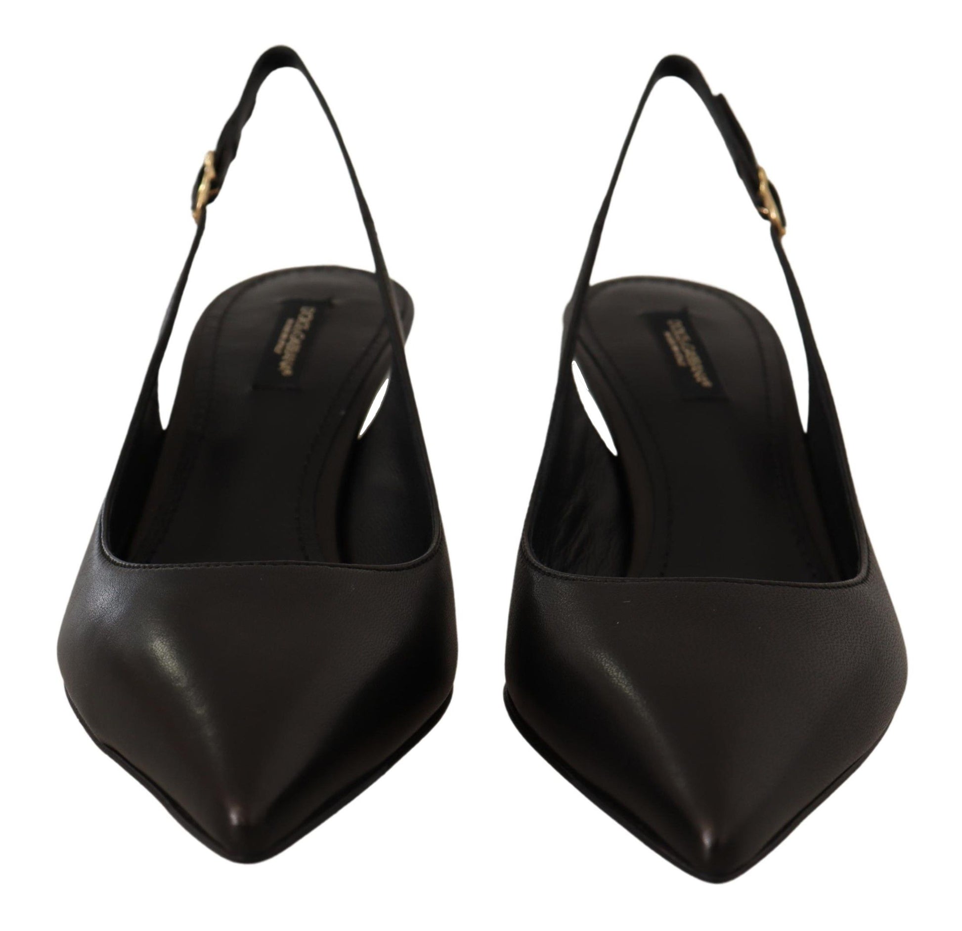 Dolce & Gabbana Black Leather Slingbacks Heels Pumps Shoes schwarz