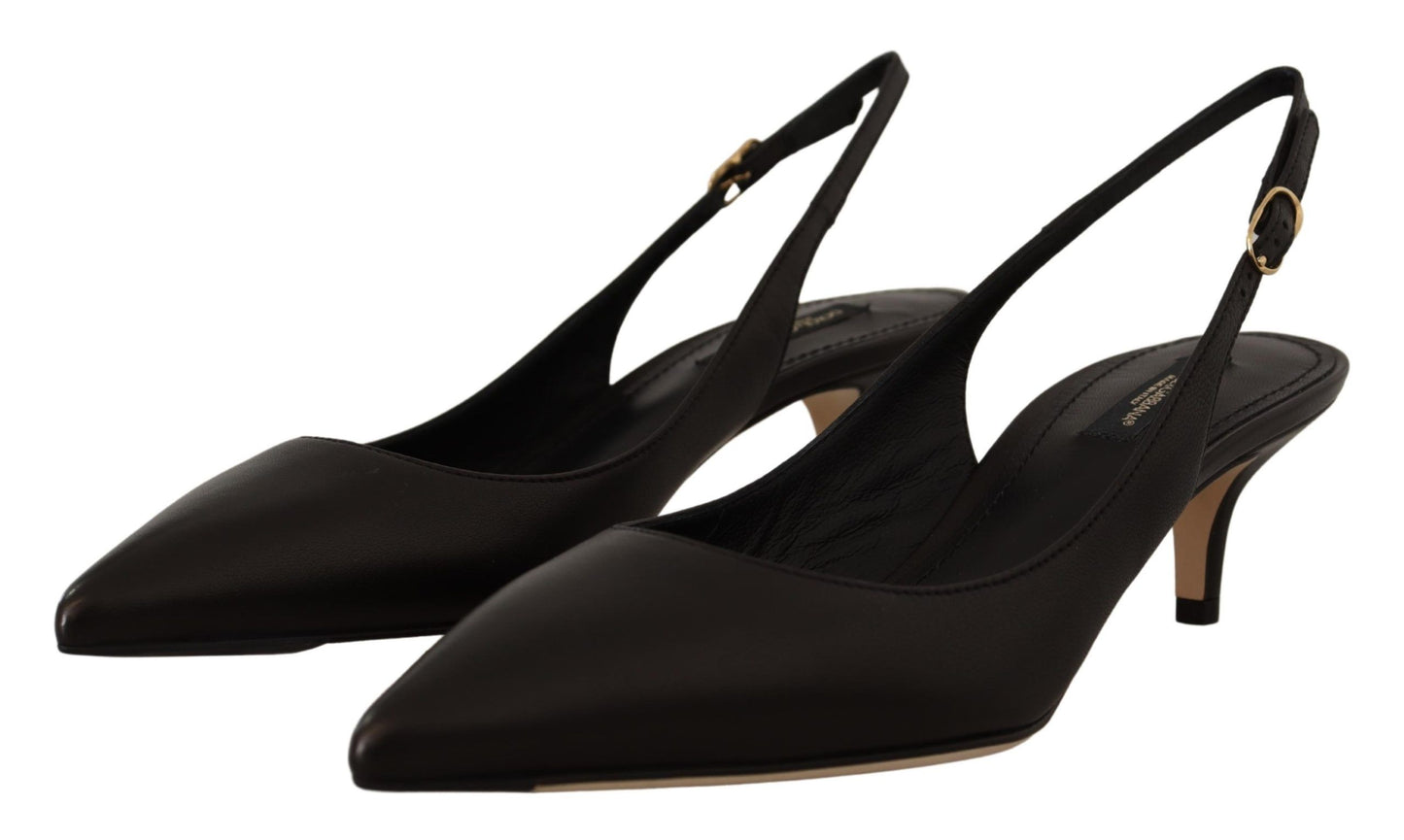 Dolce & Gabbana Black Leather Slingbacks Heels Pumps Shoes schwarz