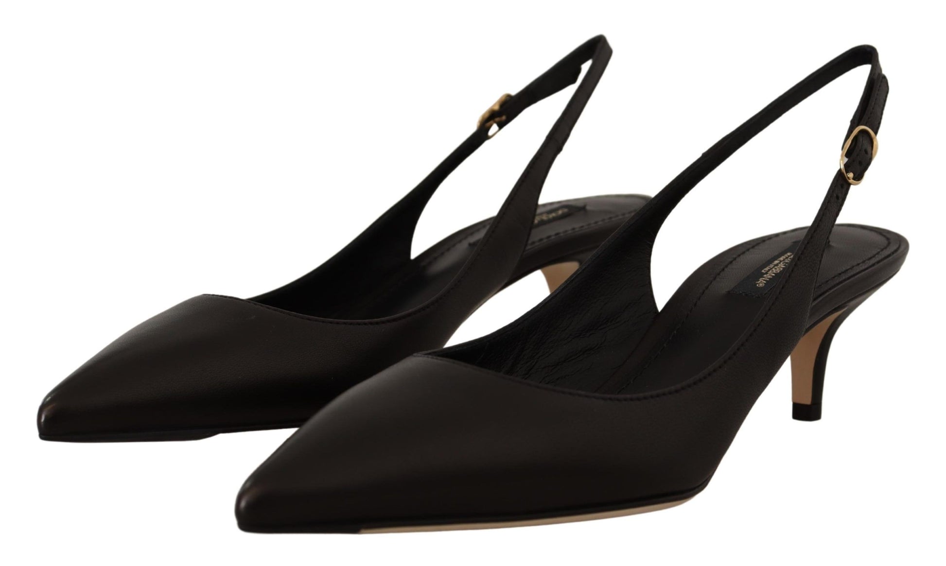 Dolce & Gabbana Black Leather Slingbacks Heels Pumps Shoes schwarz