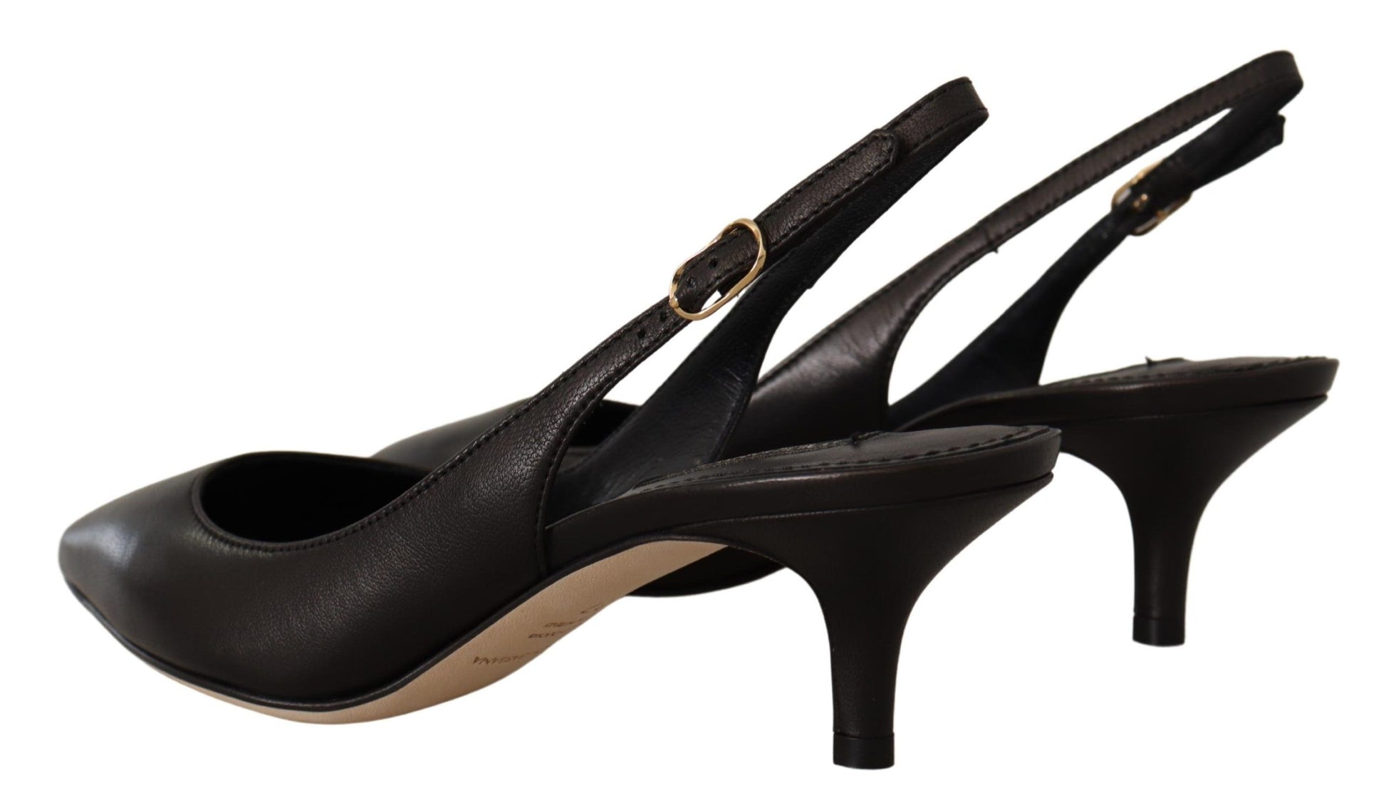 Dolce & Gabbana Black Leather Slingbacks Heels Pumps Shoes schwarz