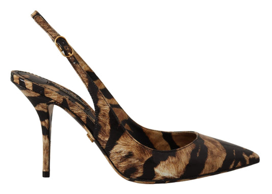 Dolce & Gabbana Brown Slingbacks Leather Tiger Shoes braun