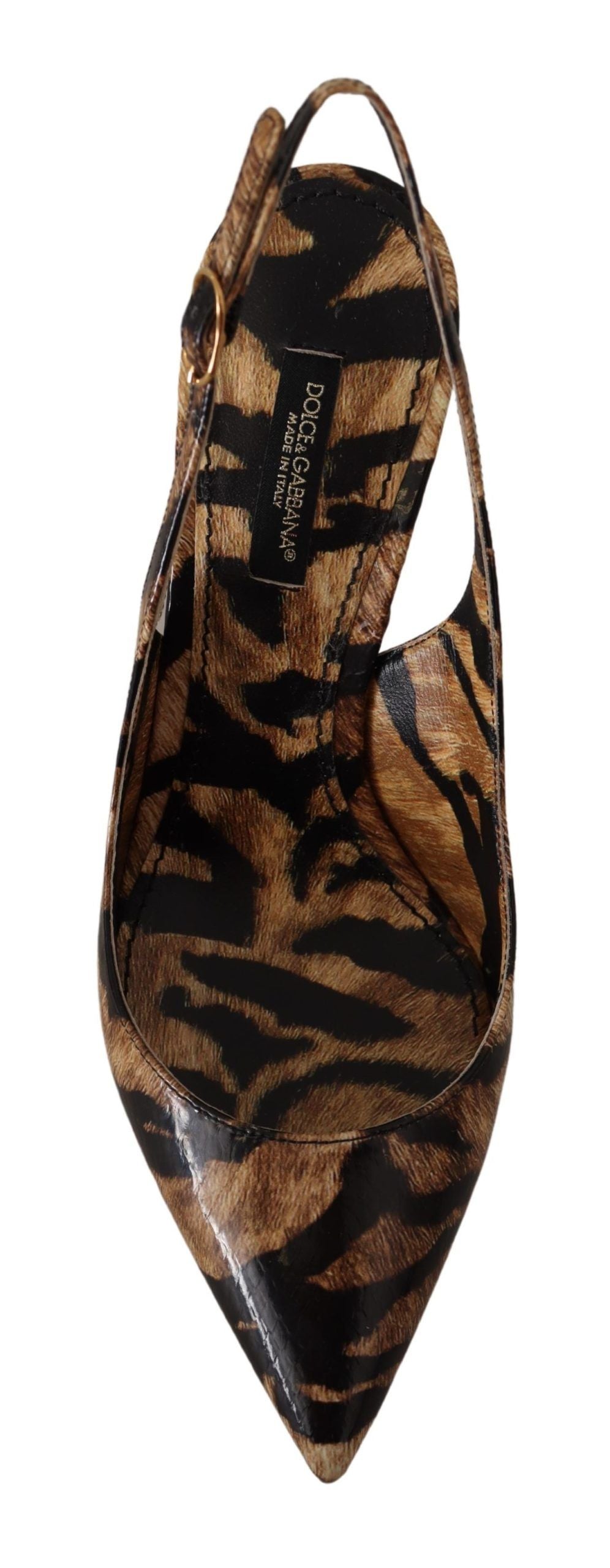 Dolce & Gabbana Brown Slingbacks Leather Tiger Shoes braun