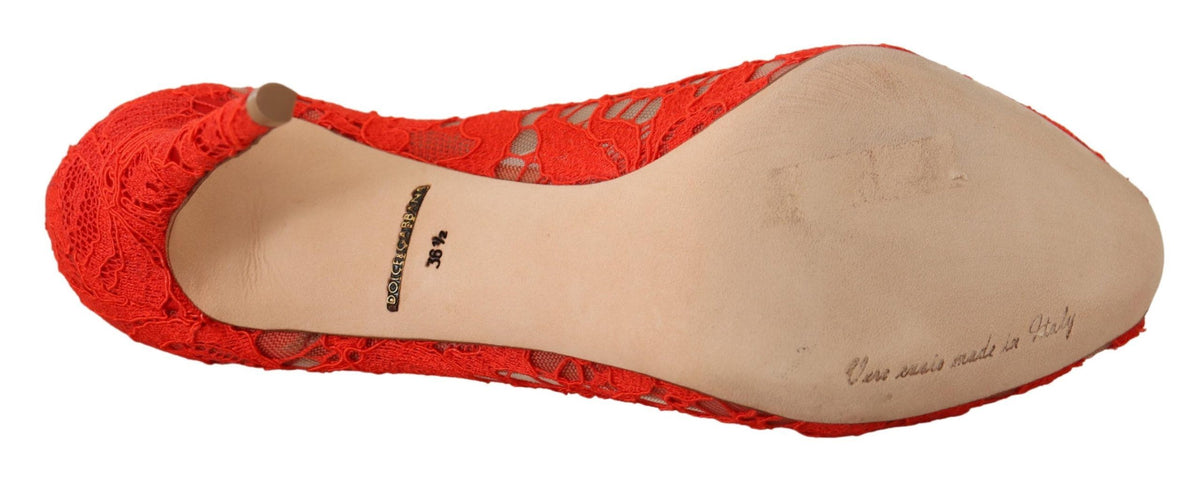 Dolce & Gabbana Red Taormina Lace Crystal Heels Pumps rot