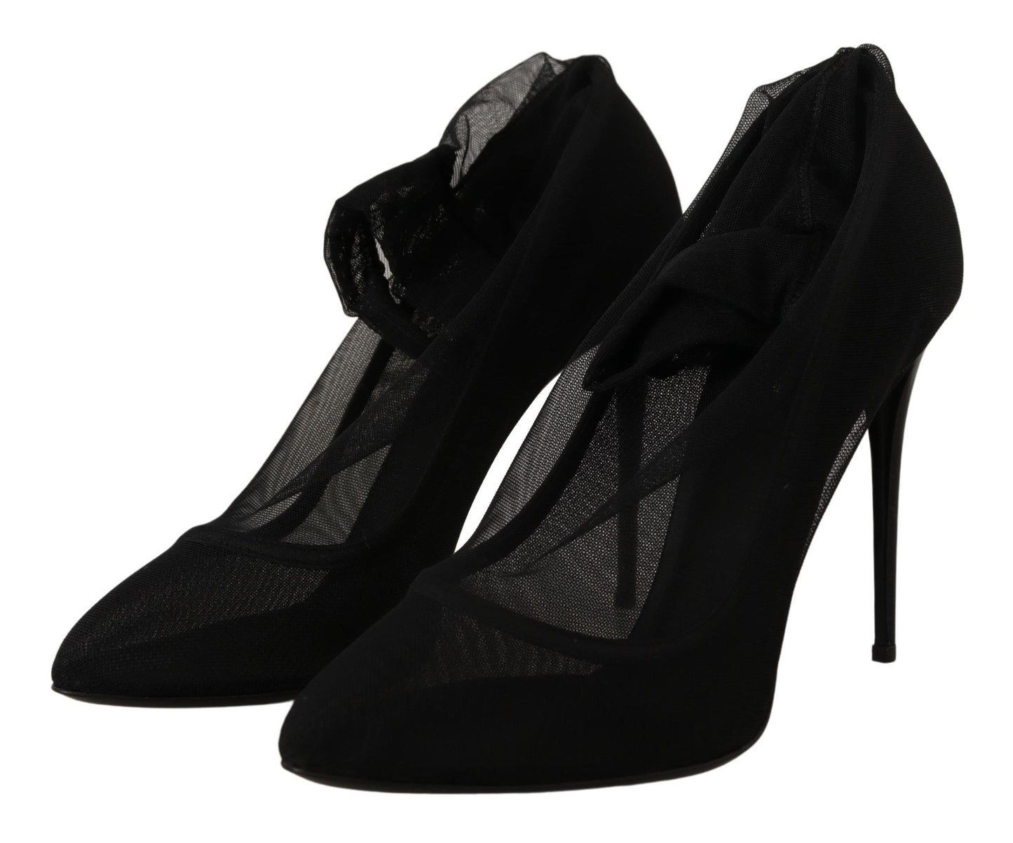 Dolce & Gabbana Black Tulle Stretch Boots Pumps Shoes schwarz