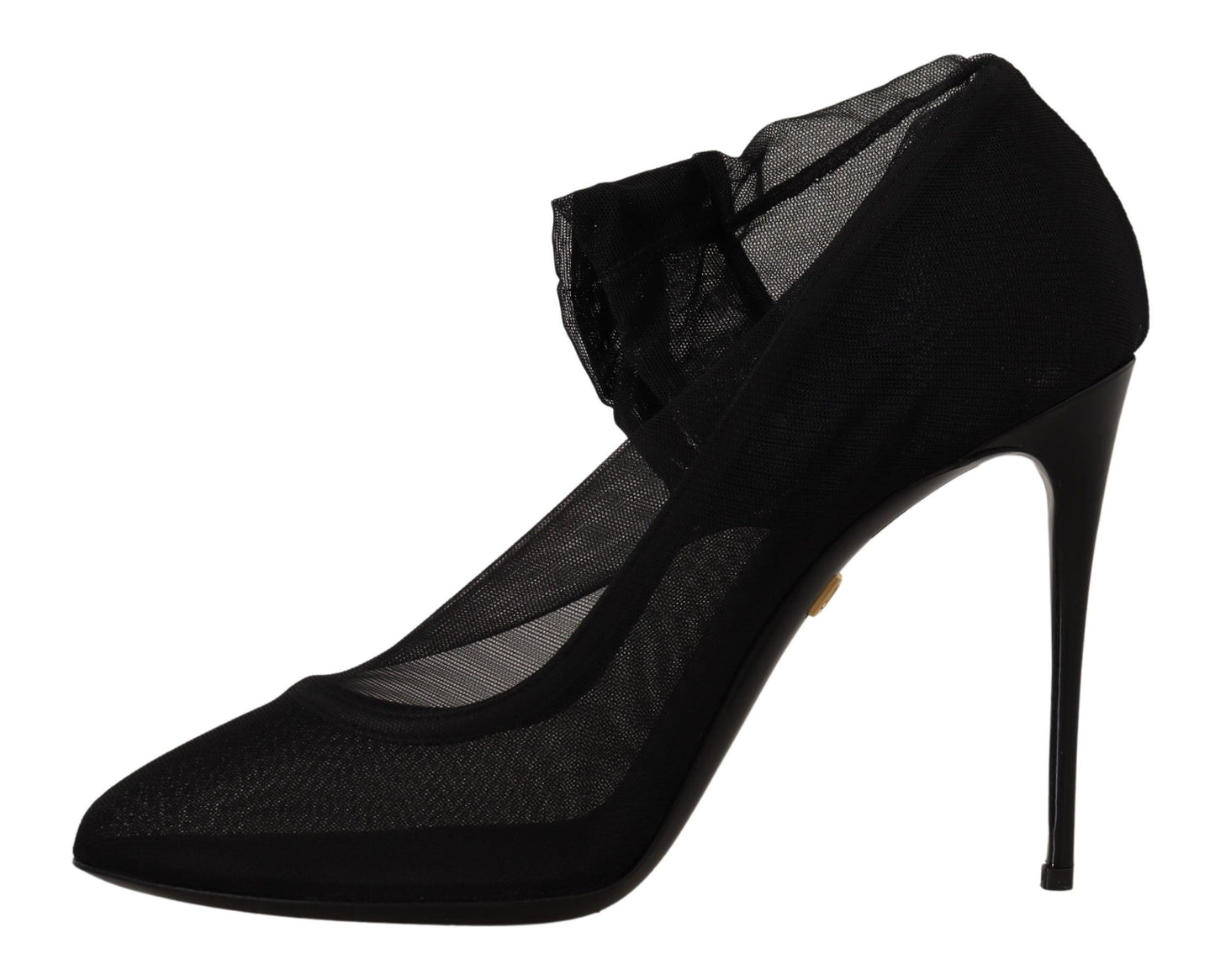 Dolce & Gabbana Black Tulle Stretch Boots Pumps Shoes schwarz
