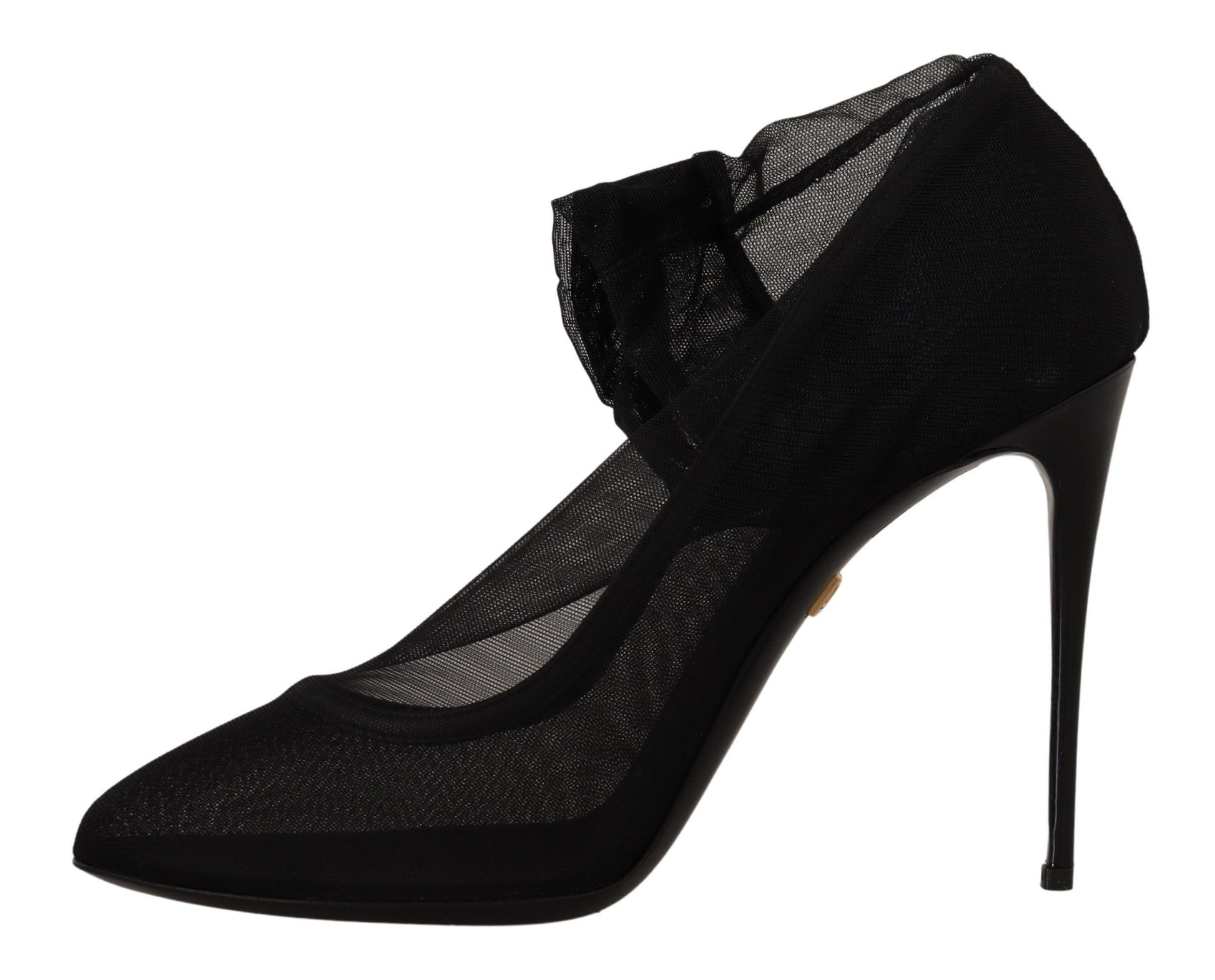 Dolce & Gabbana Black Tulle Stretch Boots Pumps Shoes schwarz