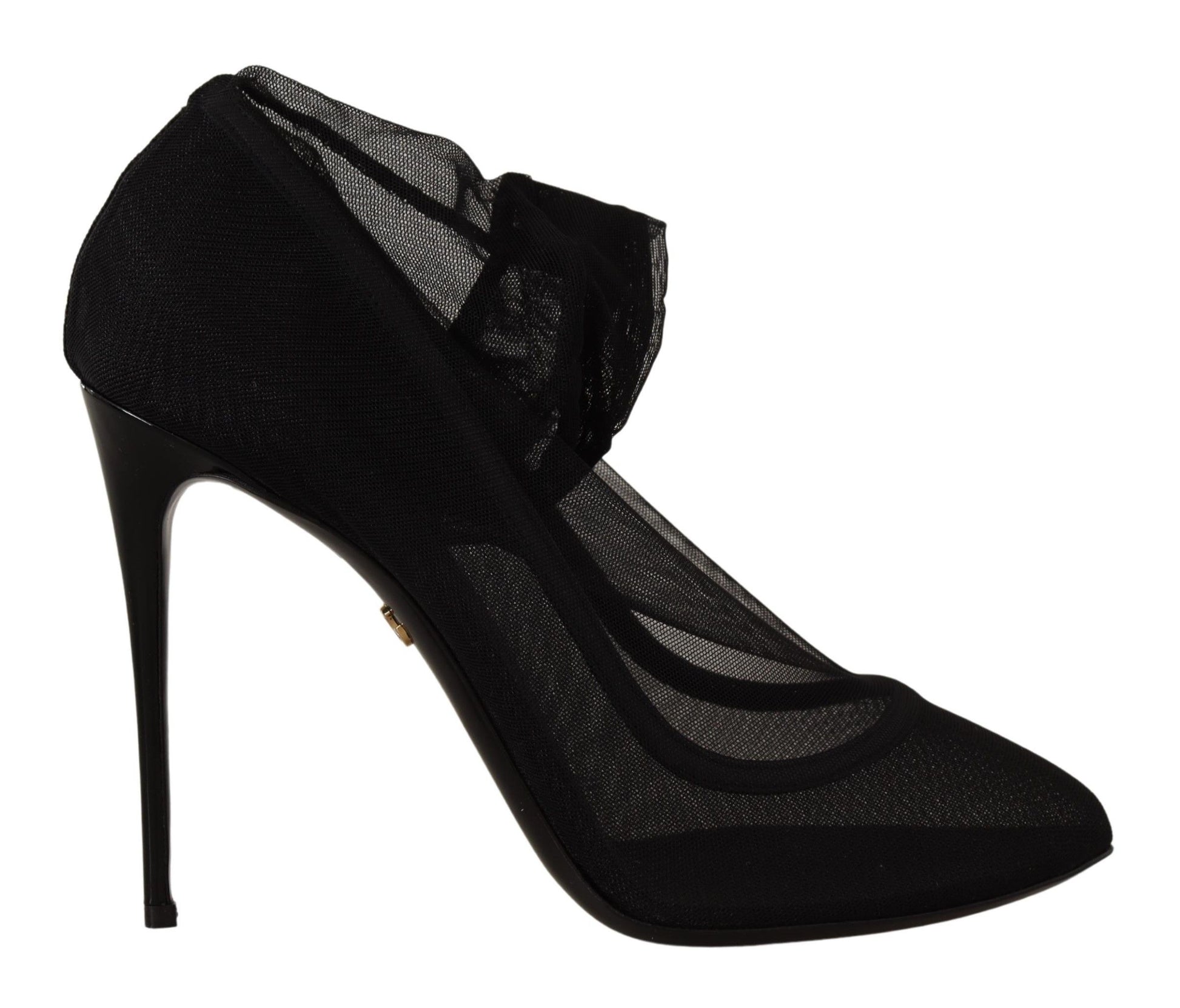 Dolce & Gabbana Black Tulle Stretch Boots Pumps Shoes schwarz