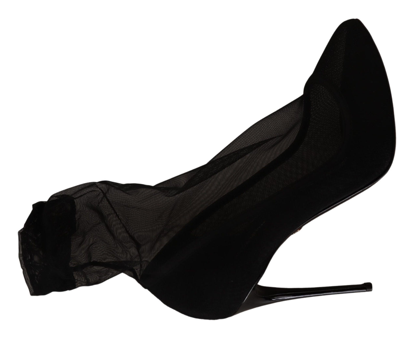 Dolce & Gabbana Black Tulle Stretch Boots Pumps Shoes schwarz