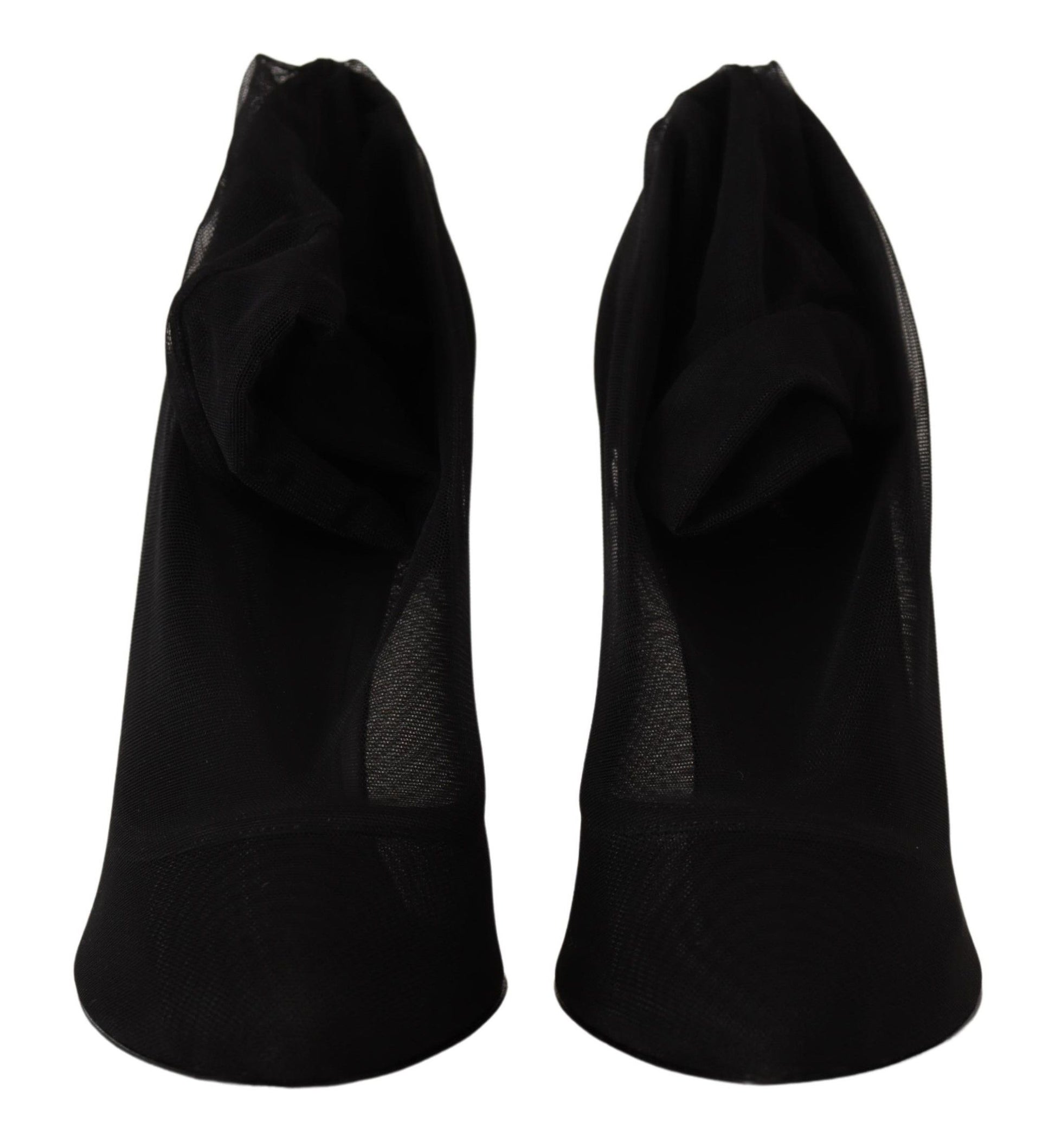 Dolce & Gabbana Black Tulle Stretch Boots Pumps Shoes schwarz