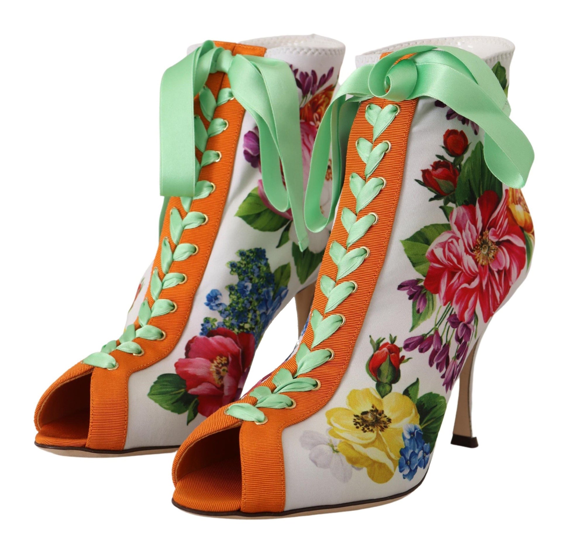 Dolce & Gabbana White Jersey Stretch Boots Open Toes Heels Shoes weiss