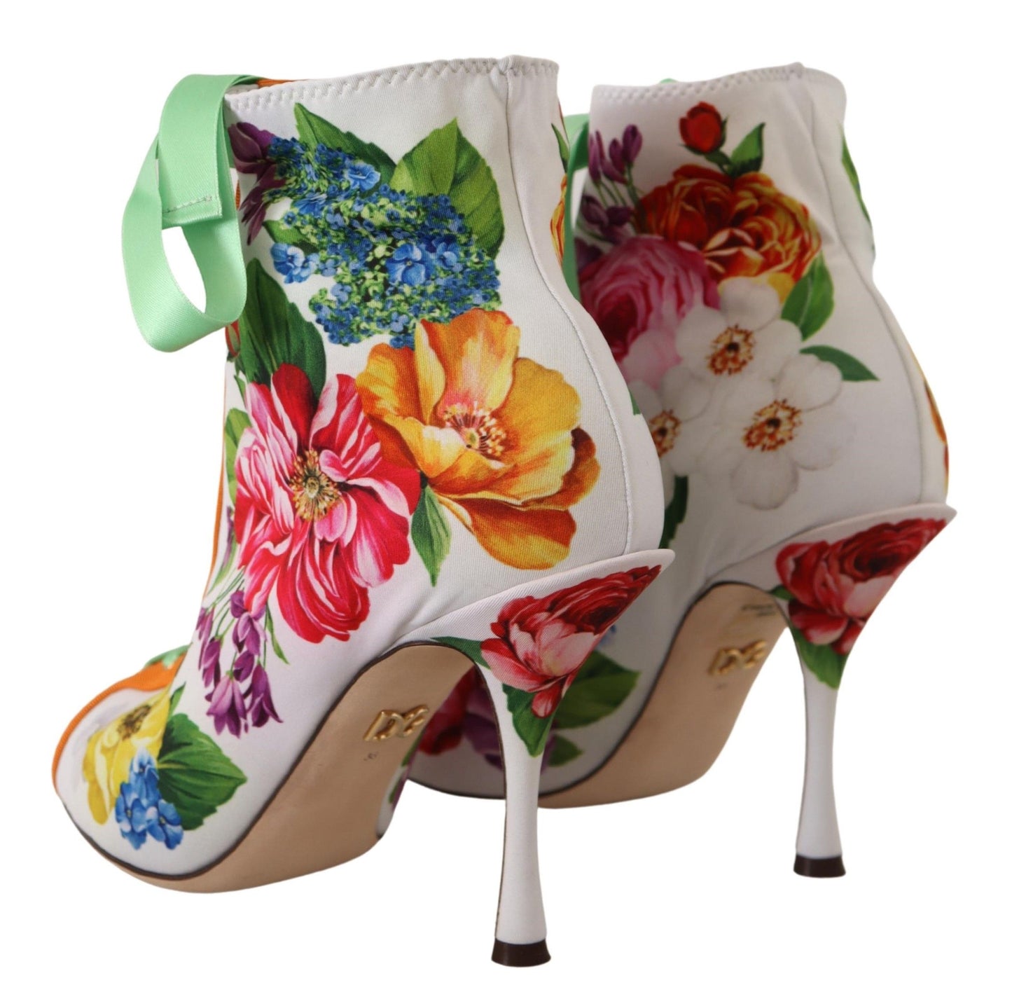 Dolce & Gabbana White Jersey Stretch Boots Open Toes Heels Shoes weiss