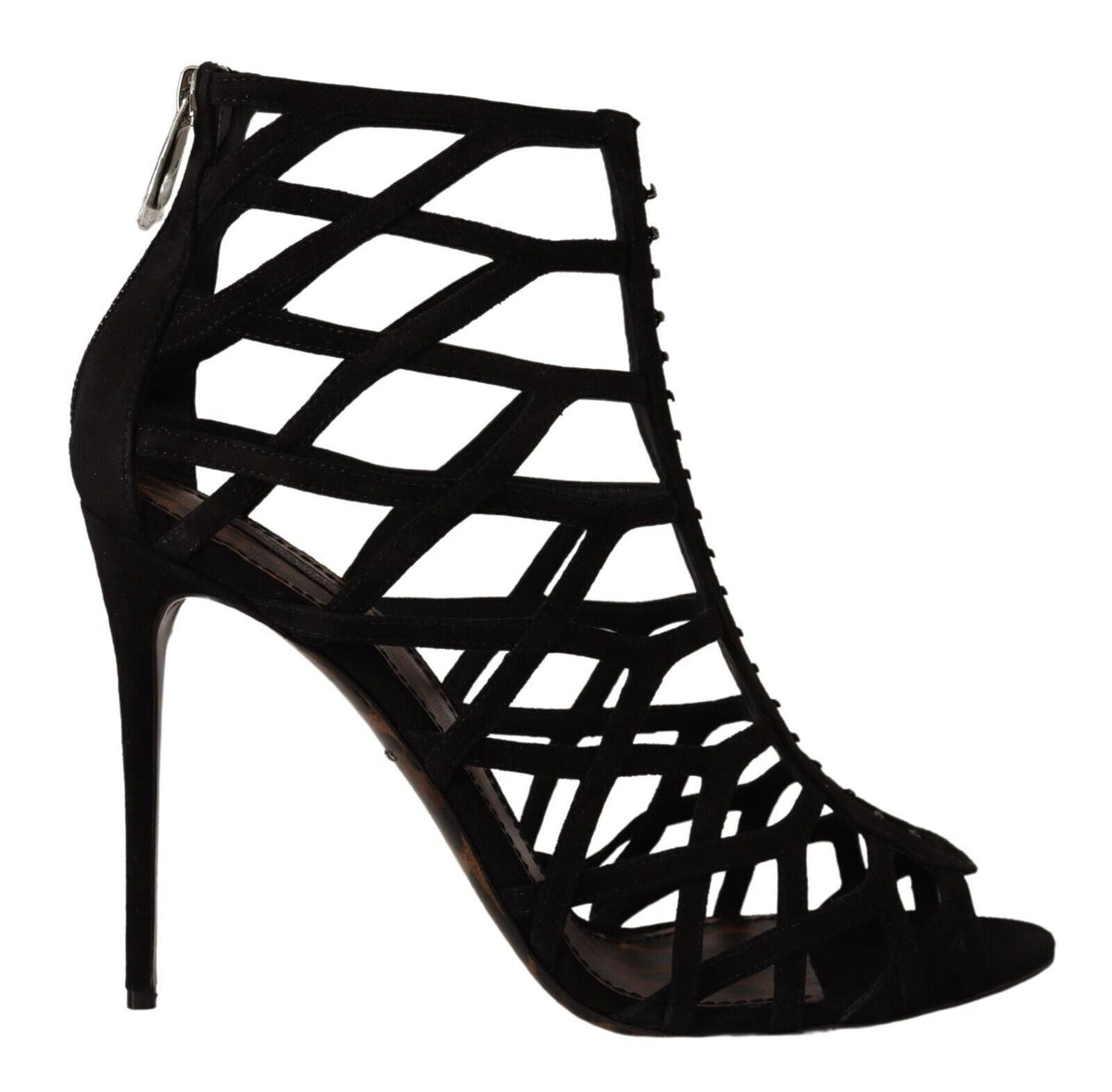 Dolce & Gabbana Black Suede Stiletto Heels Bette Sandals Shoes schwarz