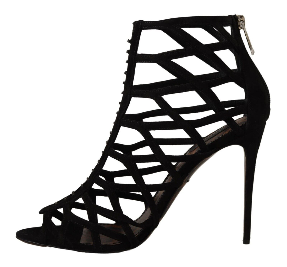 Dolce & Gabbana Black Suede Stiletto Heels Bette Sandals Shoes schwarz