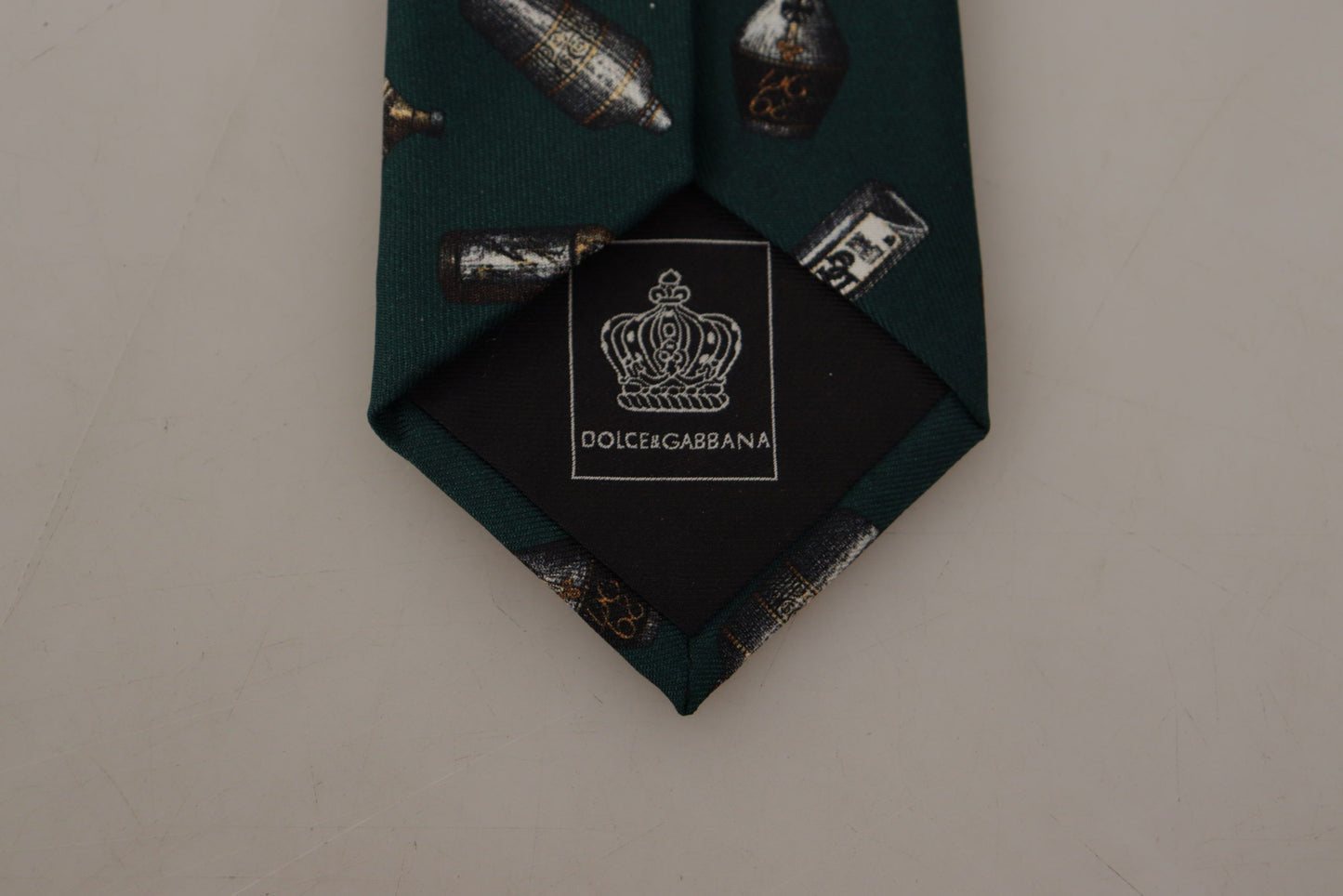 Dolce & Gabbana Black Bottle Fantasy Print Silk Adjustable Accessory Tie Curated Luxury Accessories by Orvyn