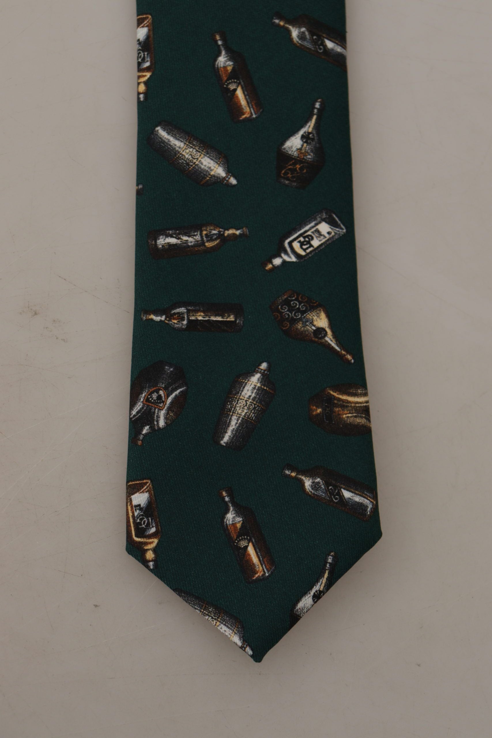 Dolce & Gabbana Black Bottle Fantasy Print Silk Adjustable Accessory Tie Curated Luxury Accessories by Orvyn