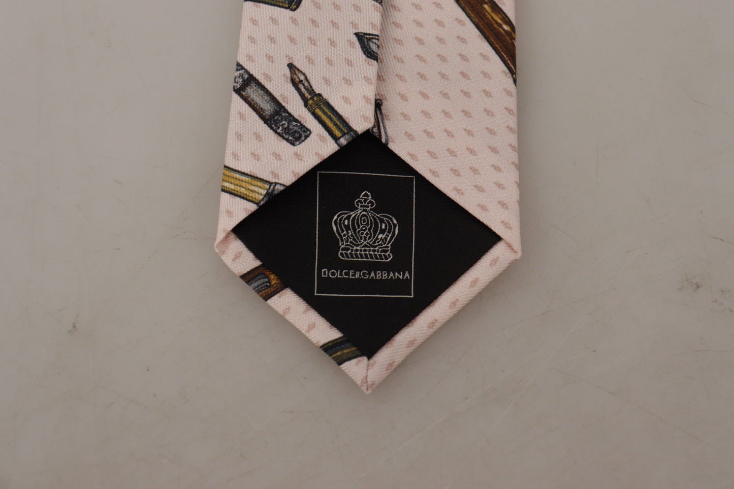 Dolce & Gabbana Pink Pen Dots Print 100% Silk Adjustable Neck Accessory Tie Curated Luxury Accessories by Orvyn