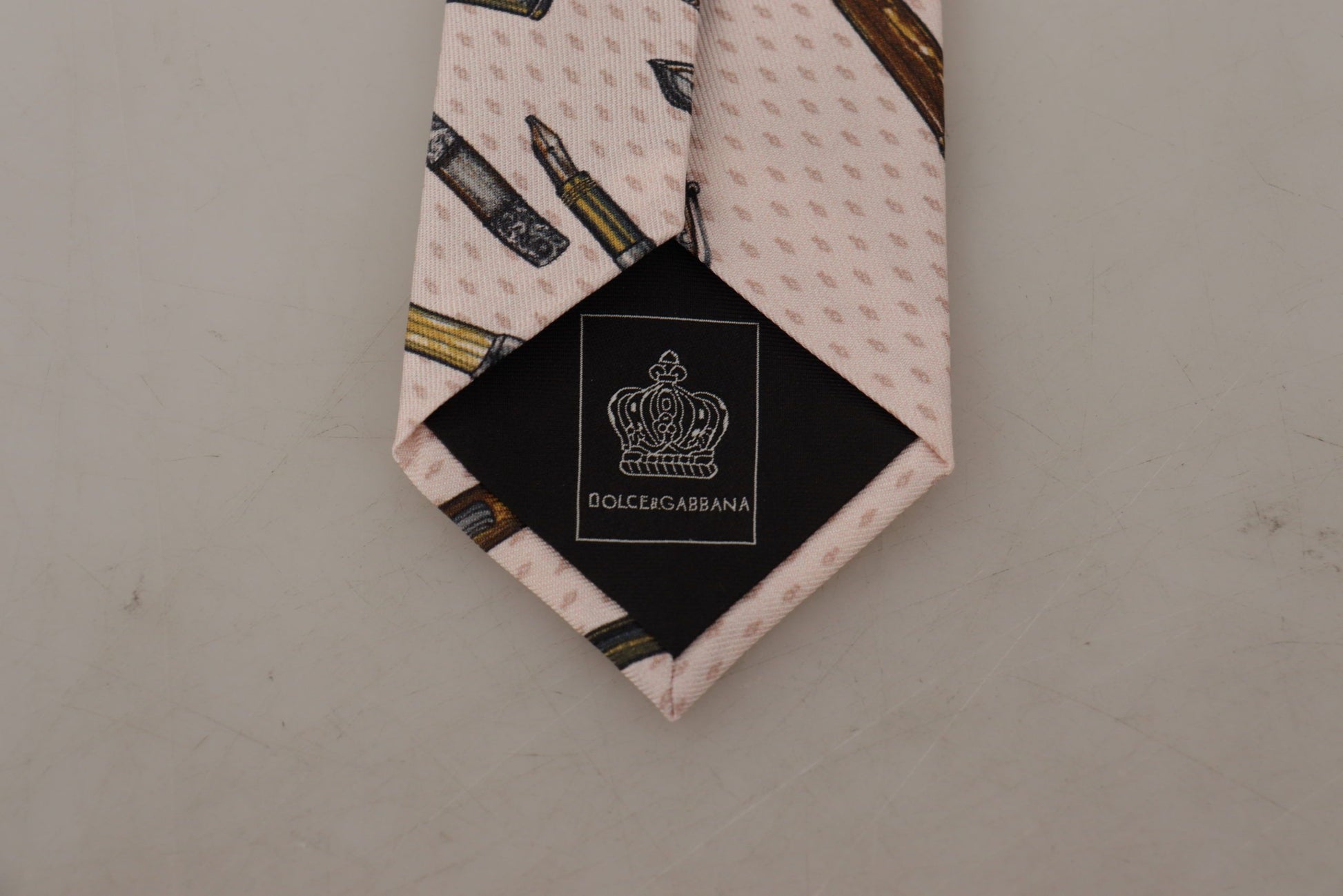 Dolce & Gabbana Pink Pen Dots Print 100% Silk Adjustable Neck Accessory Tie Curated Luxury Accessories by Orvyn