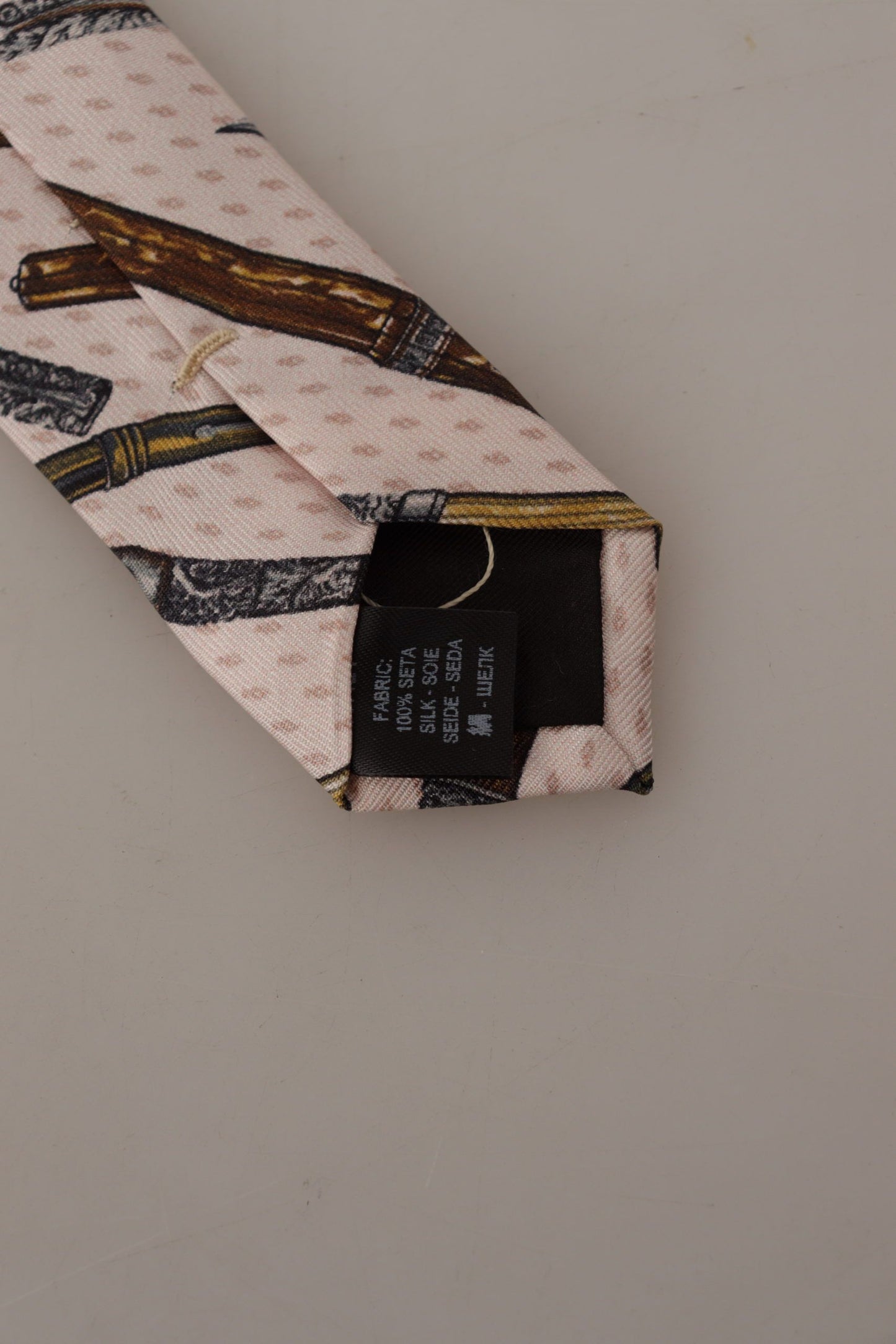 Dolce & Gabbana Pink Pen Dots Print 100% Silk Adjustable Neck Accessory Tie Curated Luxury Accessories by Orvyn