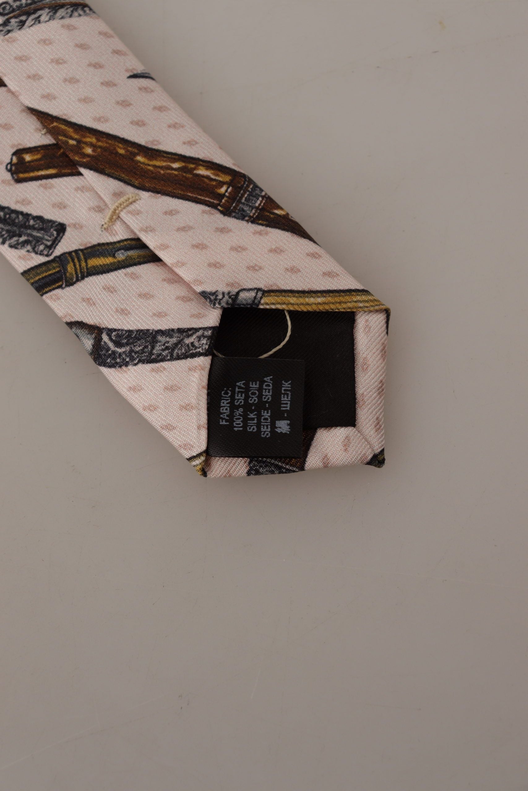 Dolce & Gabbana Pink Pen Dots Print 100% Silk Adjustable Neck Accessory Tie Curated Luxury Accessories by Orvyn