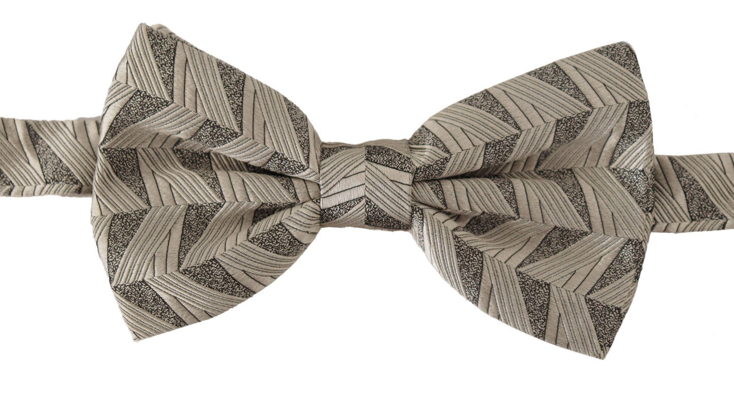 Dolce & Gabbana Gray 100% Silk Adjustable Neck Papillon Bow Tie Curated Luxury Accessories by Orvyn