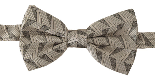 Dolce & Gabbana Gray 100% Silk Adjustable Neck Papillon Bow Tie Curated Luxury Accessories by Orvyn