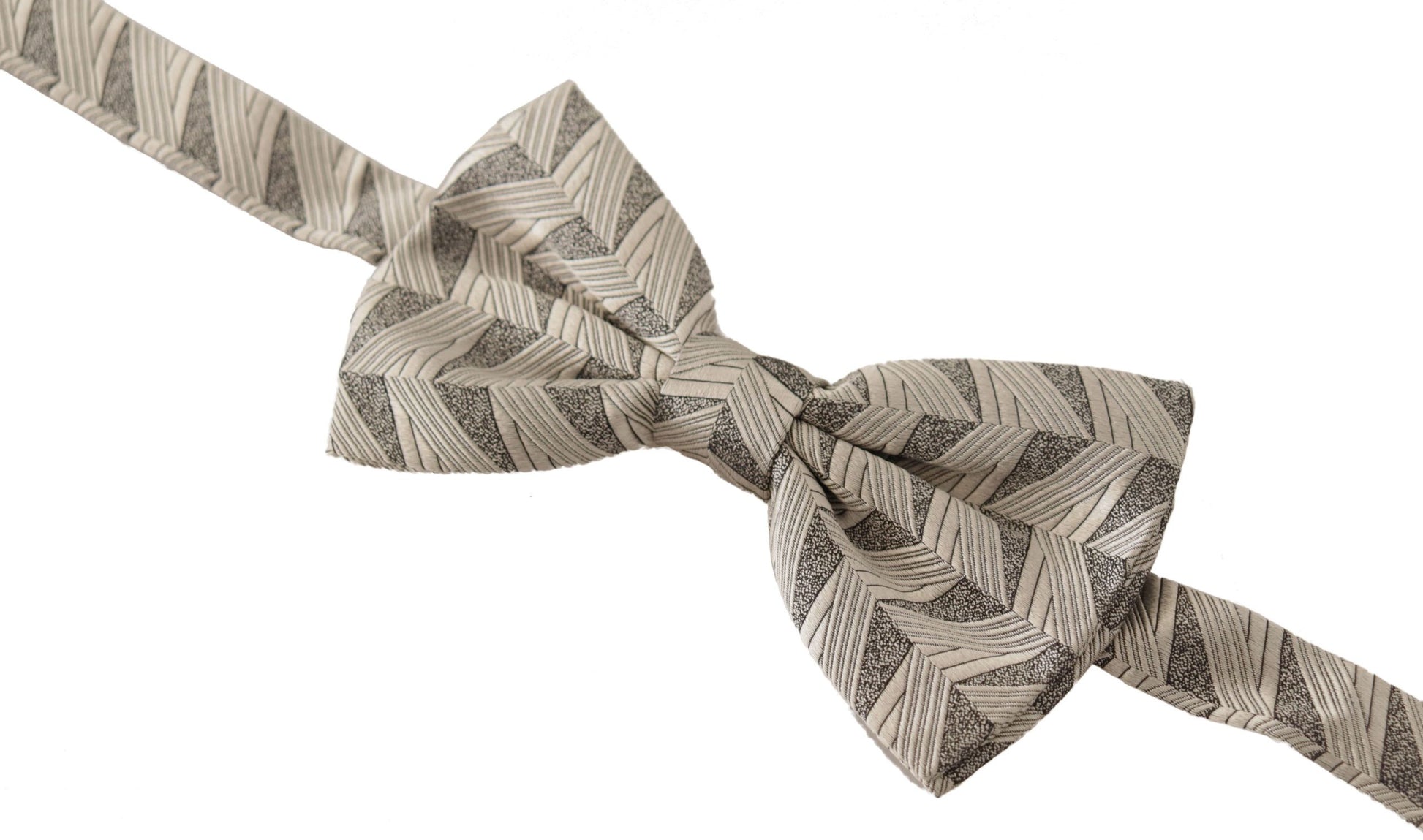 Dolce & Gabbana Gray 100% Silk Adjustable Neck Papillon Bow Tie Curated Luxury Accessories by Orvyn