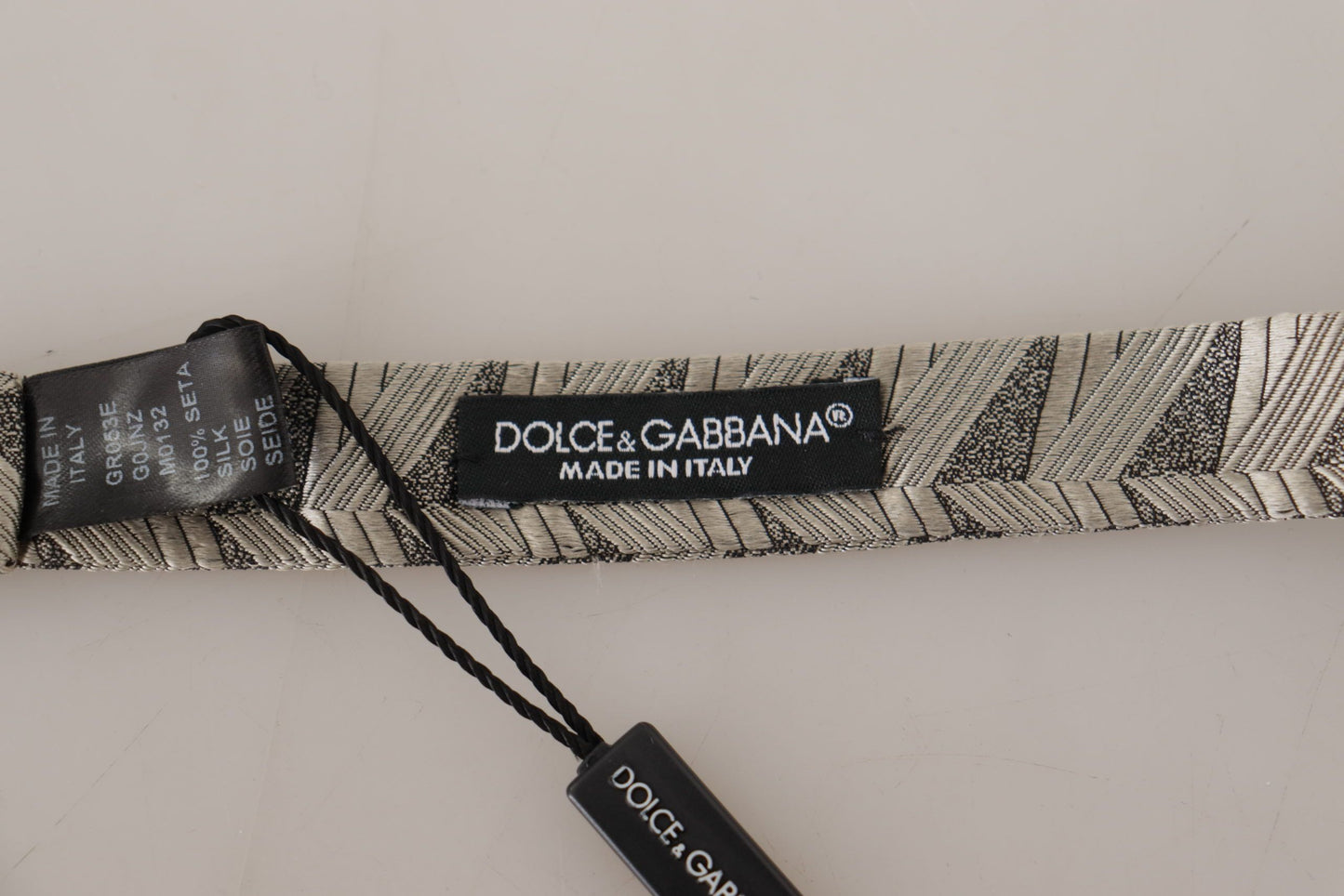 Dolce & Gabbana Gray 100% Silk Adjustable Neck Papillon Bow Tie Curated Luxury Accessories by Orvyn