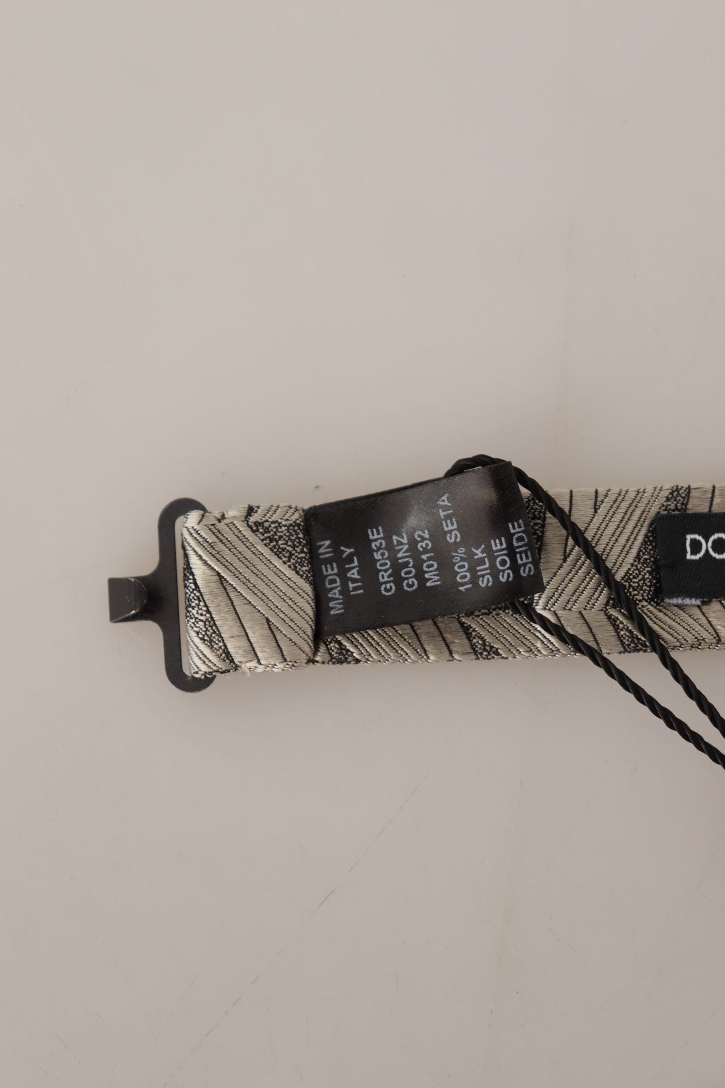 Dolce & Gabbana Gray 100% Silk Adjustable Neck Papillon Bow Tie Curated Luxury Accessories by Orvyn